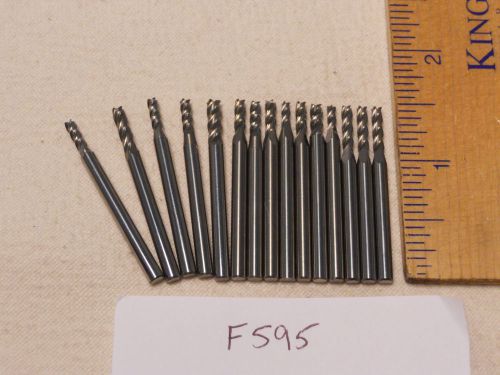 15 NEW 1/8&#034; SHANK CARBIDE END MILLS. 4 FLUTE. USA MADE    {F595}