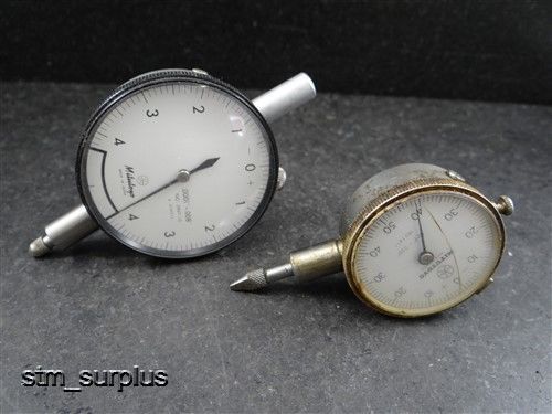 PAIR OF MITUTOYO PRECISION DIAL INDICATORS .001&#034; .0001&#034; 1.5&#034; 2&#034; FACE