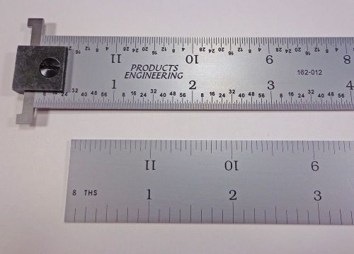 PEC US 24&#034; Rigid Machinist Hook ruler / rule 4R Satin Chrome 1/8 1/16 1/32 1/64