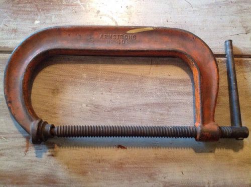 Large Metal Orange ARMSTRONG 9.5&#034; C CLAMP No.408 Tools Metalworking Chicago USA