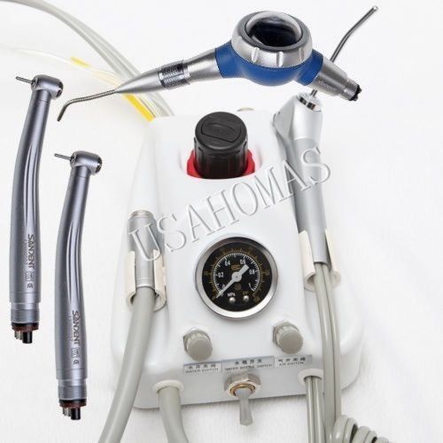 Dental Portable Turbine unit 4H&amp;2pc high speed handpiece+1 air polisher Prophy