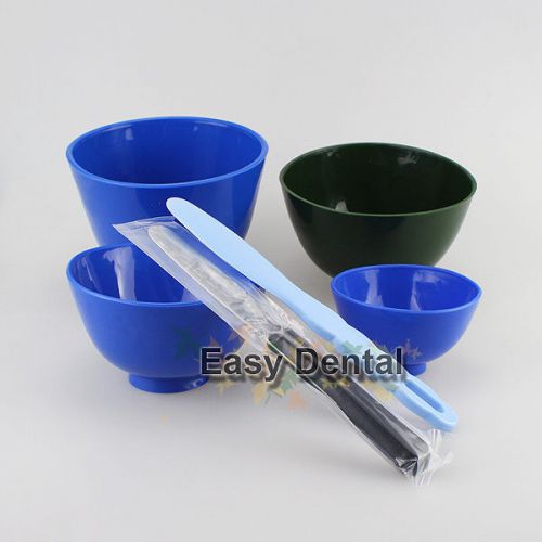 4pcs Dental Hygenic Flexible Rubber Mixing Bowls + 2 Spatulas Dentist Tools