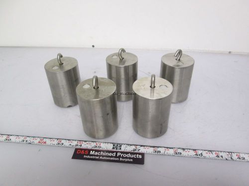 Lot of 5 1 kg weights for scale calibration 2&#034; x 2 5/8&#034; height w/ hook for sale