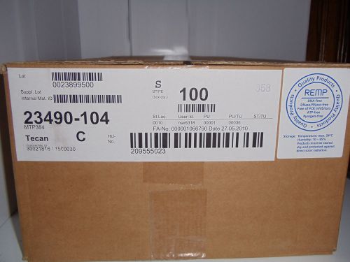 Sealed Case of 100 NEW TECAN REMP 23490-104 MTP 384 WELL PLATES 23490-104