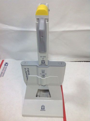 Brandtech transferpette 12 channel manual pipette, 20-200 ul #3 with stand for sale