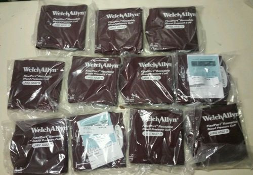 11) NEW Welch Allyn FlexiPort Blood Pressure Cuff Reusable Large Adult 12 cuffs