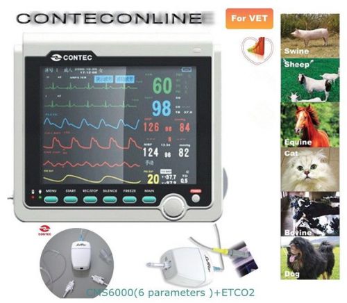 Vet veterinary icu ccu patient monitor ecg,nibp,spo2,temp,resp, etco2 for sale