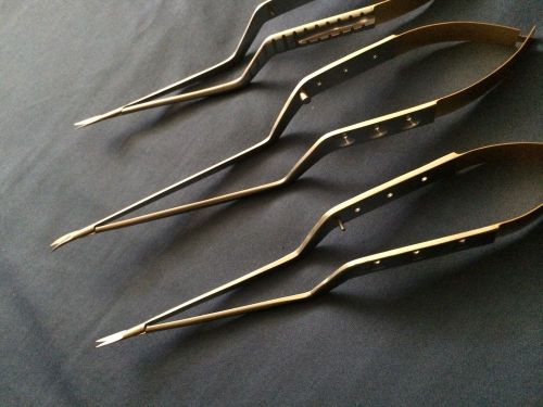 Lot Of 3 YASARGIL SCISSORS STR+CVD CARDIO SURGICAL INSTRUMENTS