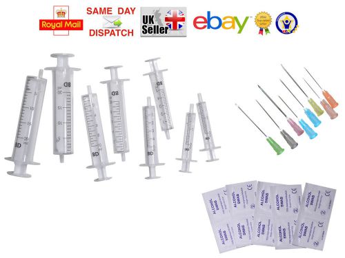 MULTIPLE 2ml 5ml 10ml 20ml SYRINGES +BD NEEDLES +SWABS 0.6x30 BLUE INK DIY CHEAP