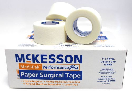 2 BOX McKESSON PAPER SURGICAL TAPE 1&#034; x 10 YDS MEDICAL LATEX FREE 24 ROLLS
