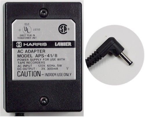 Harris lanier dictation ac adapter 3v, 300ma aps-41/b for sale