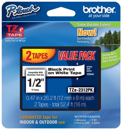 2pk brother tz231 tze231 12mm tape for pt2700 pt2710 pt1290, pt-2730 for sale