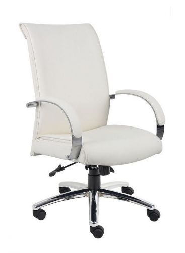 B9431 BOSS WHITE CARESSOFTPLUS EXECUTIVE HIGH BACK OFFICE CHAIR W/CHROME BASE