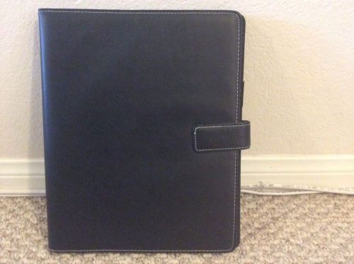 Black leather pad folio interior pockets 8&#034;x11&#034; pad for sale