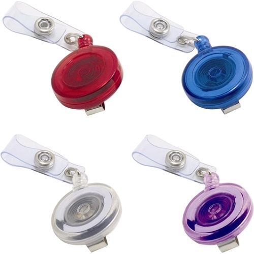 Advantus Retracting ID Card Reel with Belt Clip - 4/Pk - Translucent