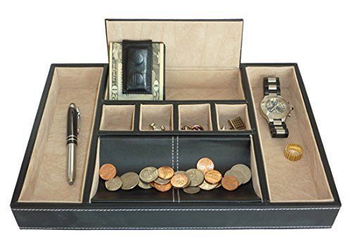 Desktop leatherette valet tray table dresser drawer coin case organizer holder for sale