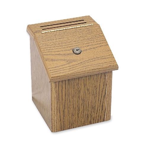 Safco 4230MO Suggestion Box Locking 7-3/4inx7-1/2inx9-3/4in Medium/Oak