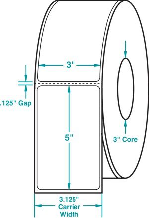 DIRECT THERMAL TRANFER LABEL 3&#034;x5&#034;x6rolls,7,200 Labels