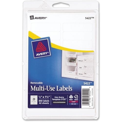 LOT OF 4 Avery Multipurpose Removable Rectangular Label - 840/Pk