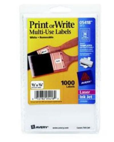 Labels Print Or Write White Removable Rectangular 1/2&#039;&#039; x 3/4&#039;&#039; 1000 Count S812