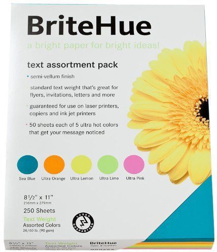 Britehue vellum text assortment pack 8.5 x 11 sheets per as for sale