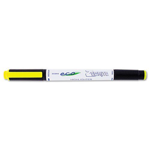 Zebra Eco Zebrite Double-Ended Highlighters, Chisel/Fine Pt, Fl. Yellow, Dozen