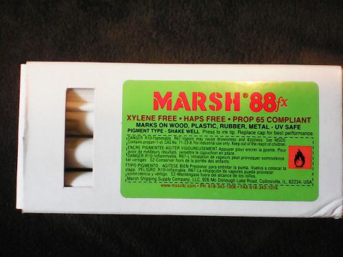 marsh 88fx white pigment type markers lot of 12