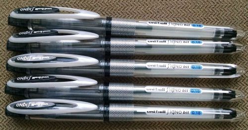 5 Uni-ball Signo bit UM-201 0.18mm Gel Pens, Black