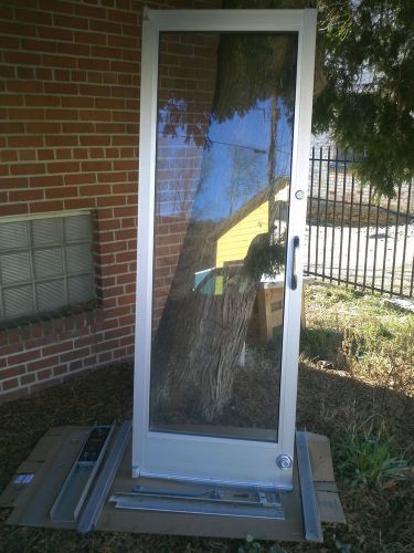 Commercial aluminum storefront door complete w/  frame 79 x 28 &amp; lock for sale