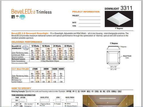 USAI BeveLED LED Recessed Downlight -  LSLD4-9012-C2-40KS-50-NCSM1-277V-DIML4