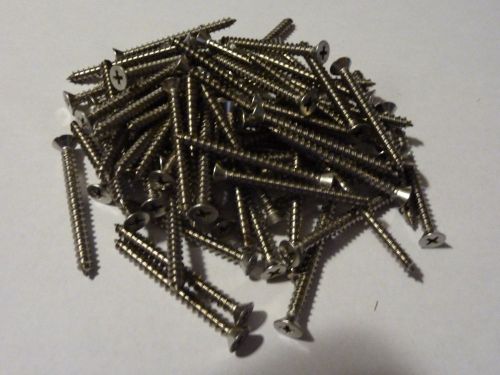 STAINLESS STEEL 10 X 2&#039;&#039; WOOD SCREWS LOT OF 50 FLAT PHILLIPS HEAD