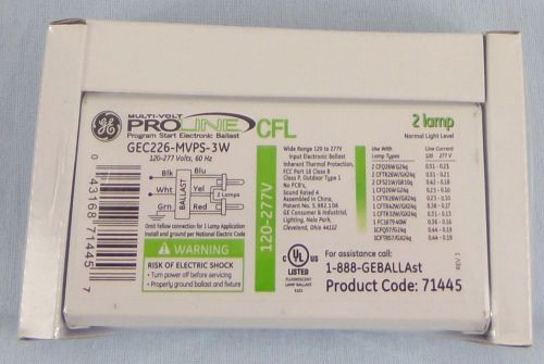 GE Multi-Volt ProLine CFL Program Start Electronic Ballast GEC226-MVPS-3W 2 LAMP