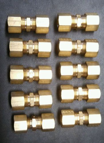 Lot of 10 parker 62c-8 brass compression couplers 1/2&#034; od tube x 1/2&#034; od tube for sale