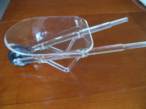 ACRYLIC WHEELBARROW - CONTRACTOR AWARD - CANDY BOWL - FLOWERS - ETC.- 15&#034; LONG