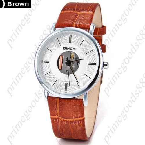 Genuine leather vj slim analog wrist free shipping men&#039;s wristwatch brown for sale