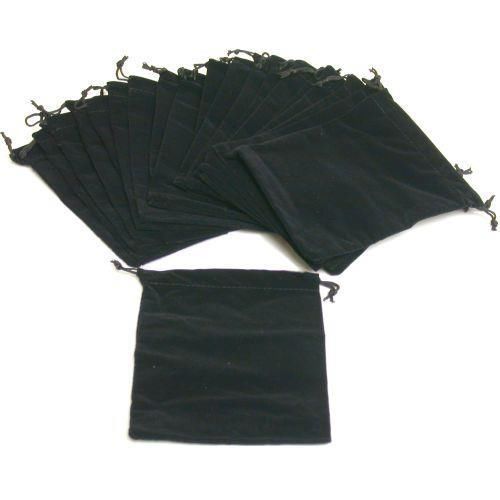 20 Black Velvet Drawstring Jewelry Pouches 4 1/4&#034;