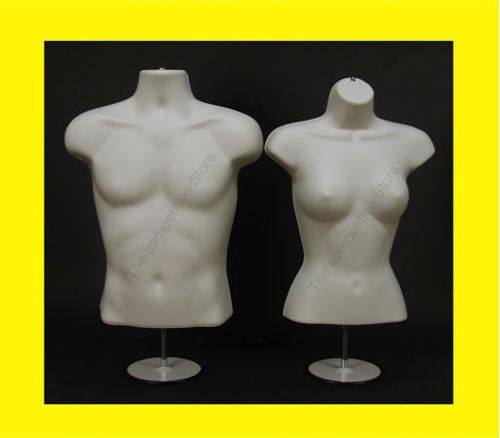 TORSO MALE + FEMALE WAIST LONG W/ BASE MANNEQUIN FLESH