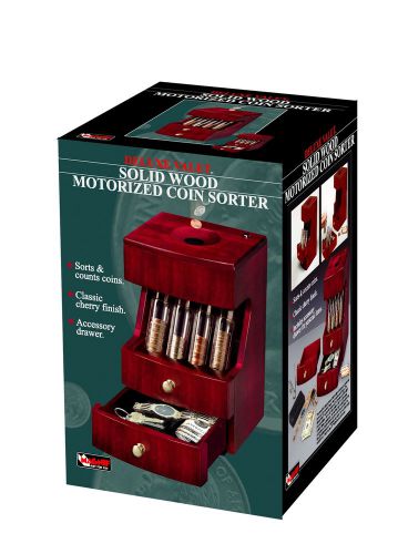 Deluxe Coin Sorter Valet Wood Money Jar Machine Motorized Magnif 6900 Counts NEW