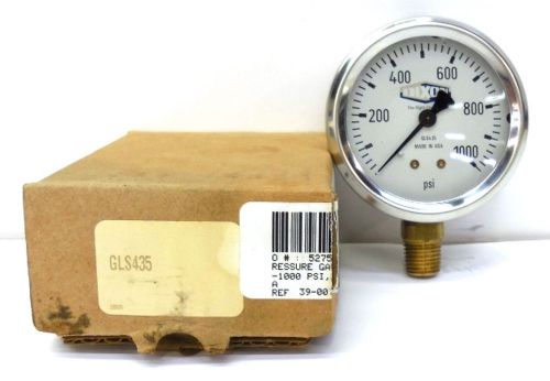 DIXON PRESSURE GAUGE GLS435, 0-1000 PSI, 2.5&#034; FACE, 0.25&#034; NPT CONNECTION