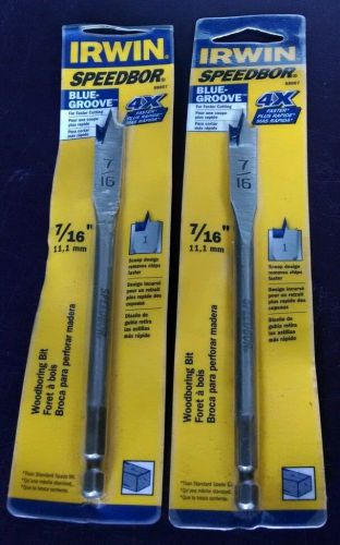 LOT OF 2 IRWIN 88807 7/16&#034; BLUE SPEEDBOR SPADE BIT