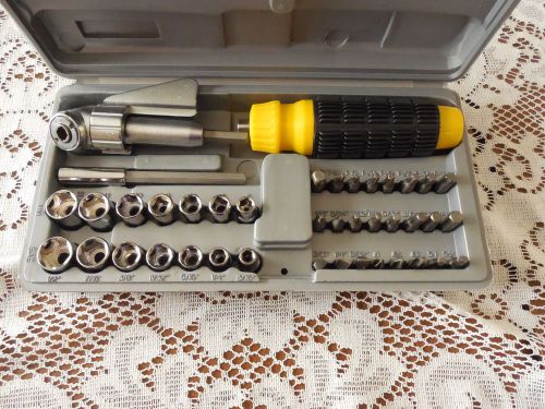 EMSON RIGHT ANGLE DRIVER WITH 14 PSC SOCKET SET &amp; 24 MAGNETIZED BITS &amp; ADAPTORS