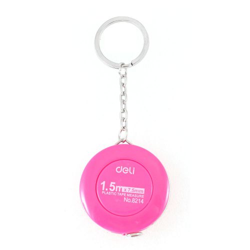 1.5M Fuchsia Round Case Retractable Ruler Tape Measure w Keychain