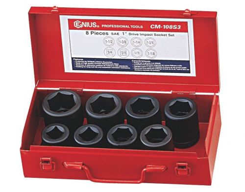 8PC 1&#034; Dr. SAE Impact Socket Set