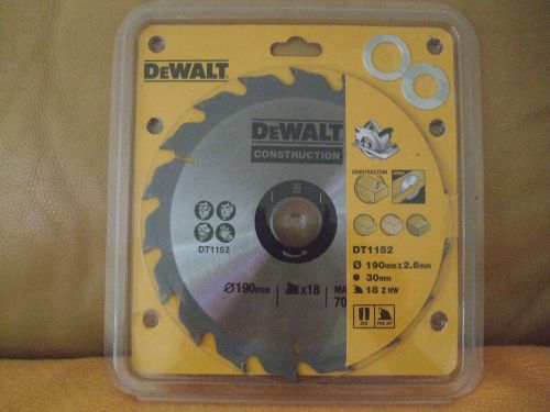 BRAND NEW DeWalt DT1152 CIRCULAR SAW BLADE 190x2.6x30mm X18