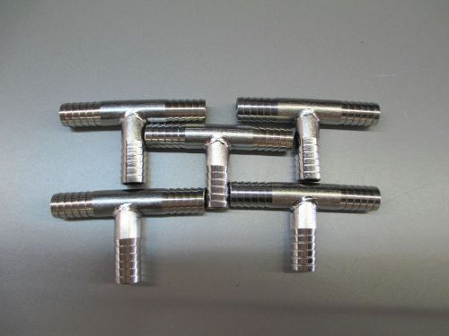 (5) 3/8&#034; BARB TEE. STAINLESS STEEL FITTINGS TEES