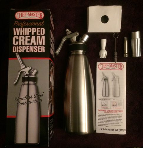 Chefmaster 90063 nsf stainless steel whipped cream dispenser - 1 l / 2 pint for sale