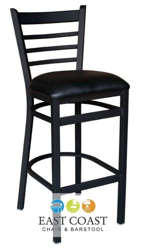 New ECONOMY Ladder Back Metal Restaurant Bar Stool with Black Vinyl Seat