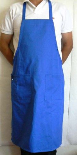 Bib Apron 2 Pouch &amp; 1 Pen Pocket Restaurant Blue 6pcs