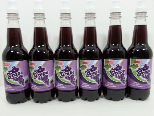 (6) 16oz GRAPE Flavored Soda Syrup Snow Cones Slush Shaved Ice Pops Splash Mix