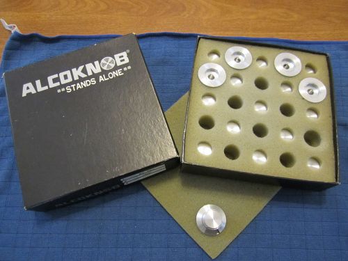 18 nos alco japan aluminum stereo knobs; ks-700a silver 2 set screw 1/4&#034; shaft for sale